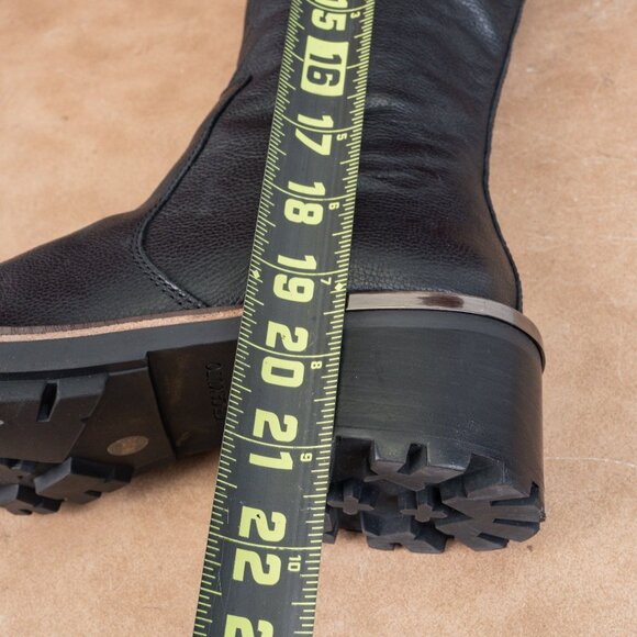 Vince Camuto Women Kensilie Black Leather Zip Fashion Lug OTK Boots 7US EUR 37.5 - Picture 8 of 10